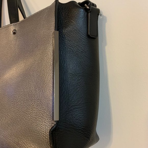 Stuart Weitzman Black /Silver Leather Tote - Picture 4 of 10